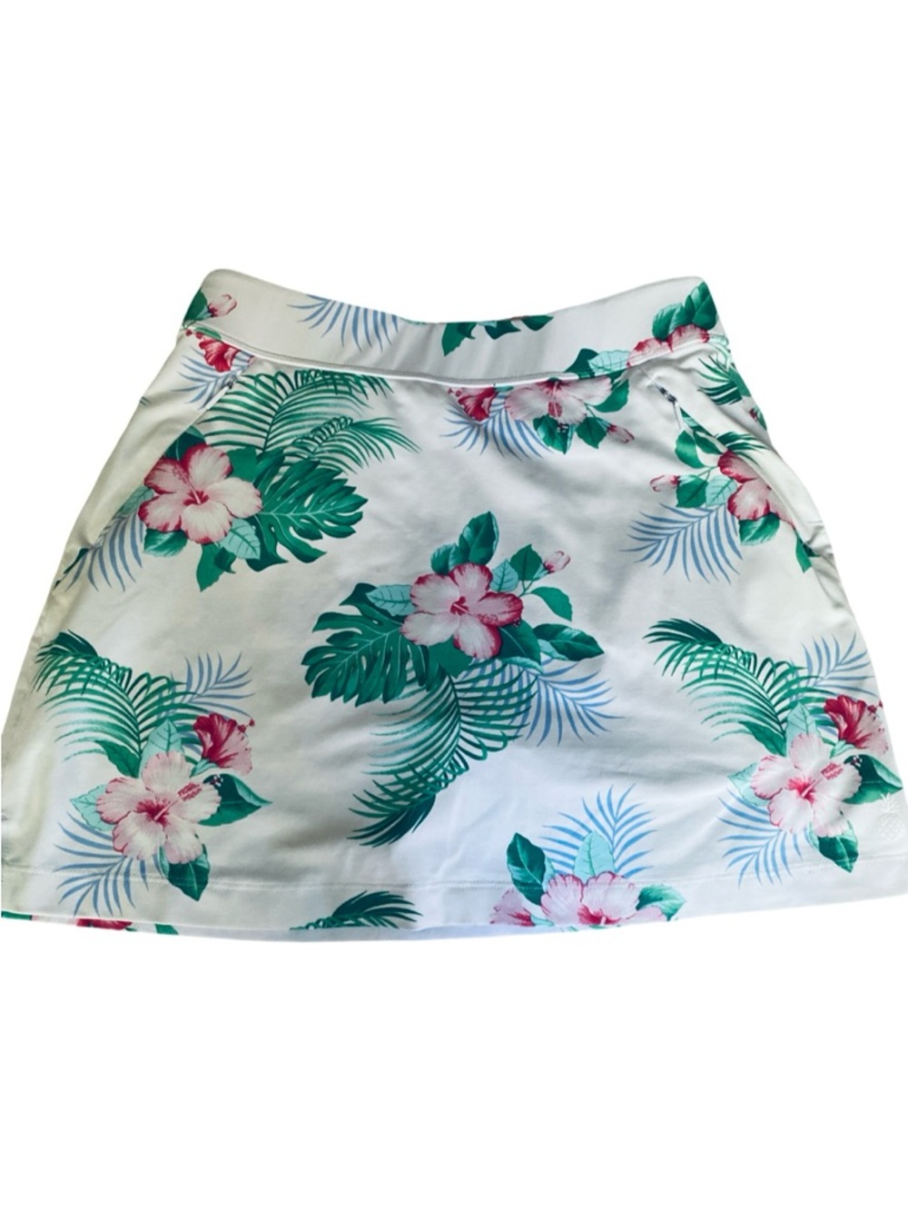 Tommy Bahama Cream Mini Skirt with Pink Floral & Green Leaves